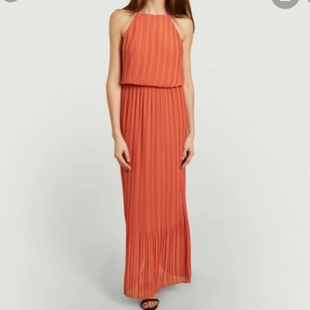 NWT SAMSØE SAMSØE MYLLOW LONG PLEATED DRESS-Apricot Brandy (orange-ish)
